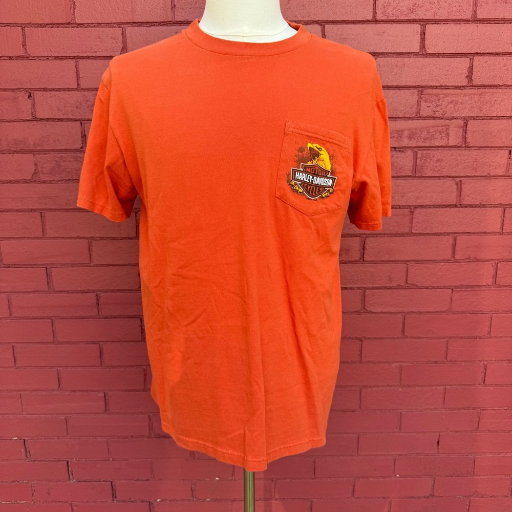 Harley Davidson Gail's Kansas City Missouri Orange Eagle Pocket Shirt Mens Large